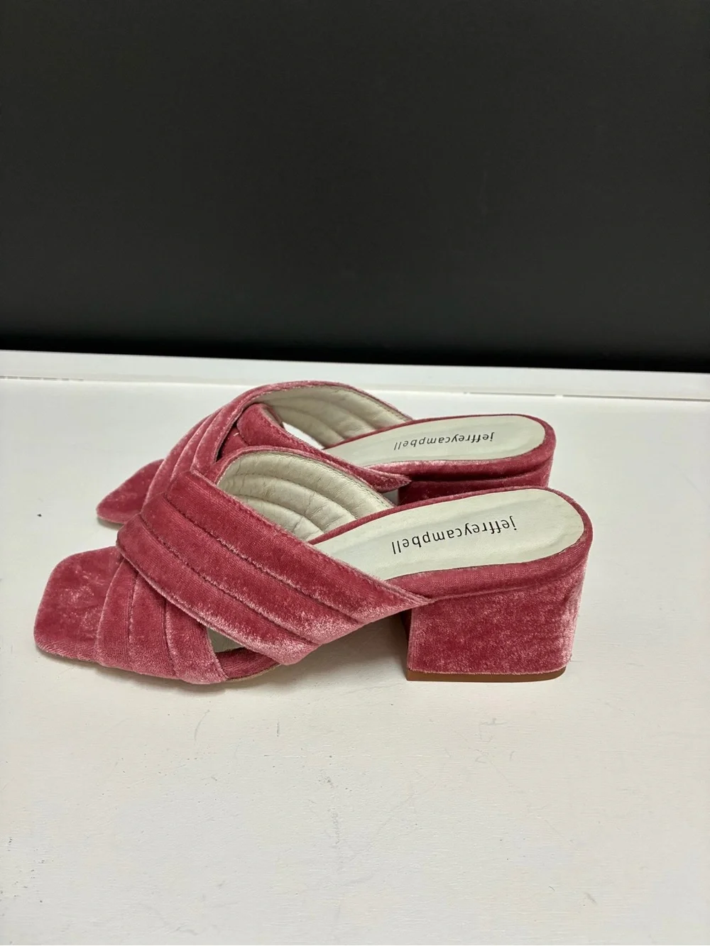 Jeffrey Campbell NWT Rose Velvet Crisscross Block Heel Slide